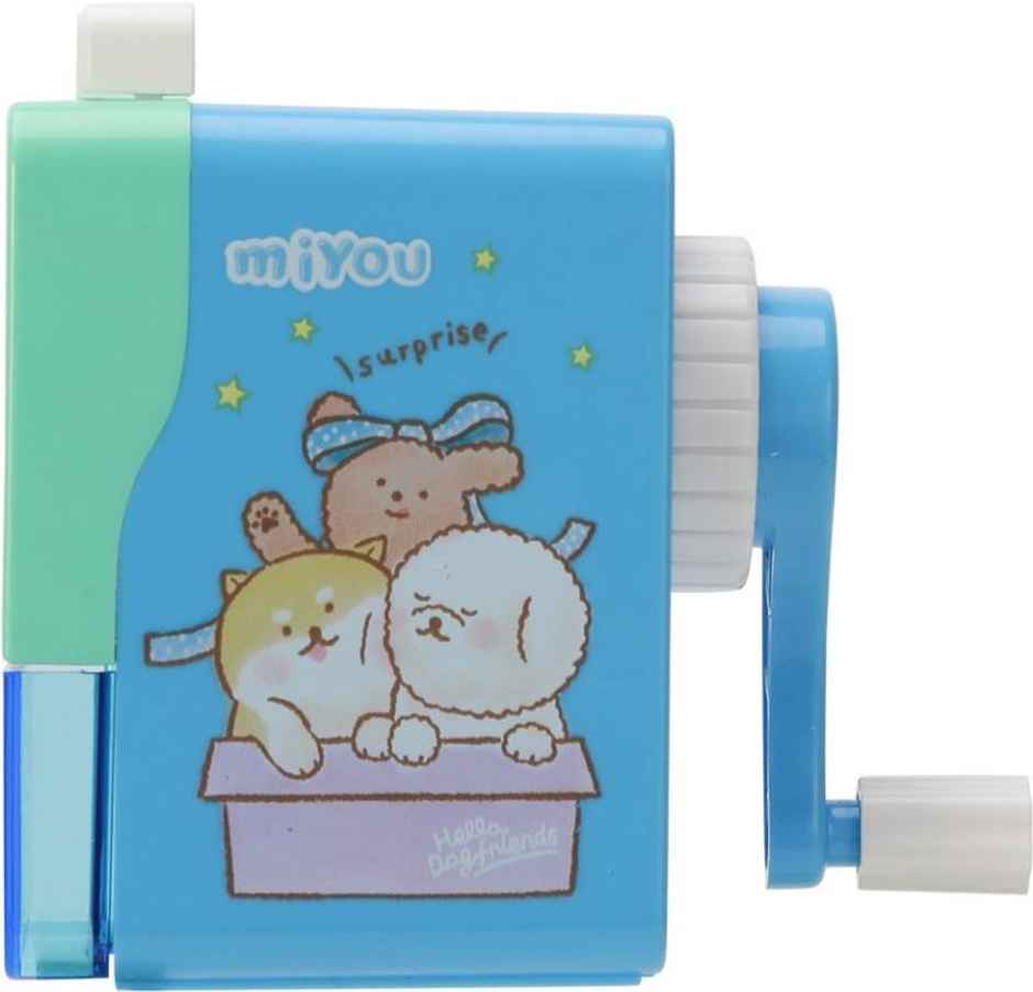 Deli Rotary Pencil Sharpener, Steel Blade, Blue or Pink Body Color