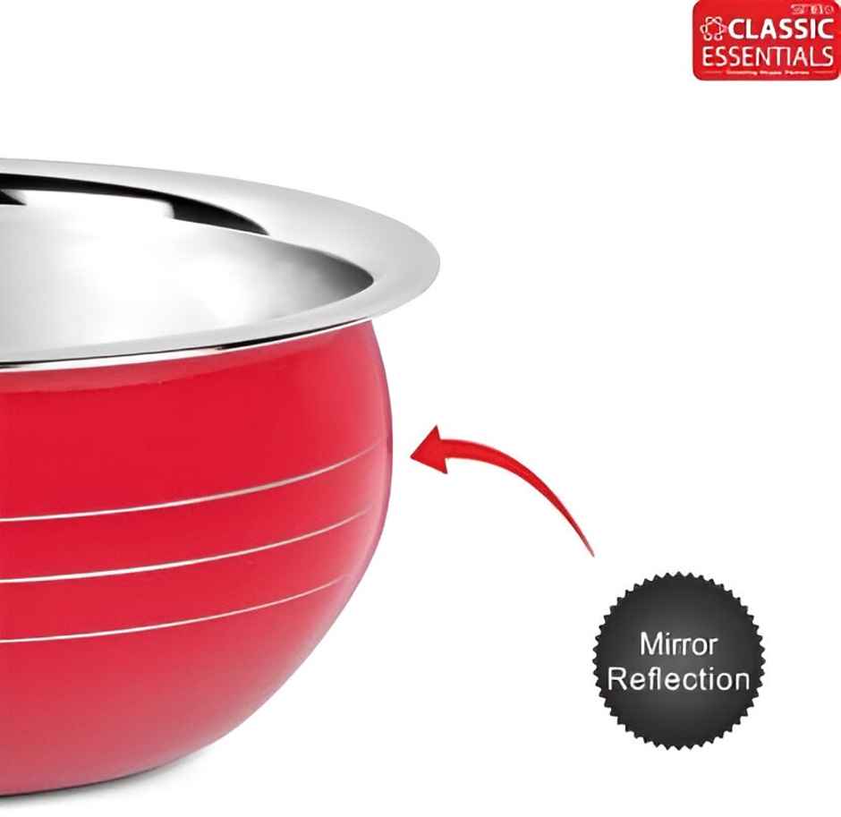 Classic Essentials Induction Friendly Stainless Steel Serving Handi Set Red 10 Piece