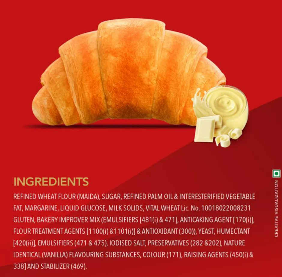 Britannia Treat Croissant | with Vanilla Creme Filling 100% Veg