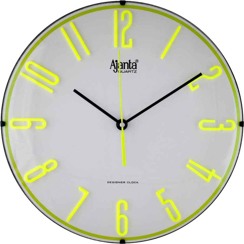 Ajanta Analog 30 cm x 30 cm Wall Clock | Green | With Glass | Standard