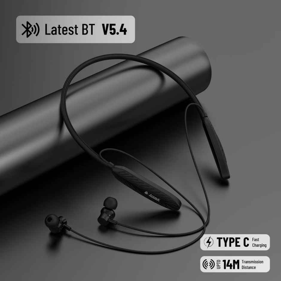 Aroma Nb120 Carbon Upto 40hrs Playtime I Enc I Fast Charging I Dual Pairing Neckband Bluetooth