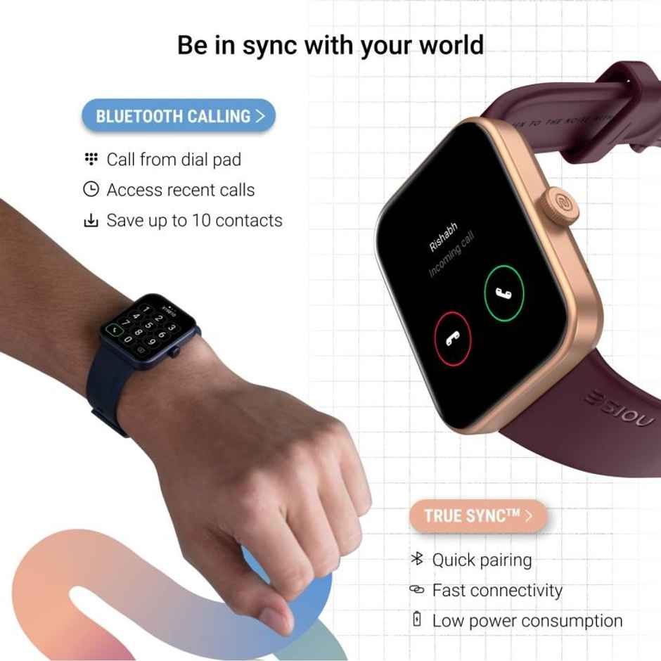 Noise ColorFit Loop Smartwatch with SpO2 Sensor with Bluetooth Calling | 1.85" Display | 2.5D Curved Glass - Deep Wine