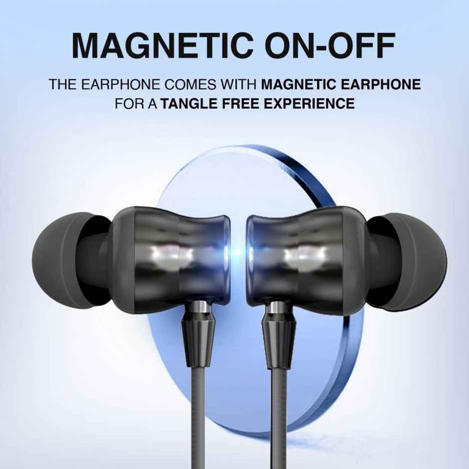 Aroma Nb124 Clock - 100 Hours Playback | Wireless Bluetooth Neckband | Voice Changer | Grey