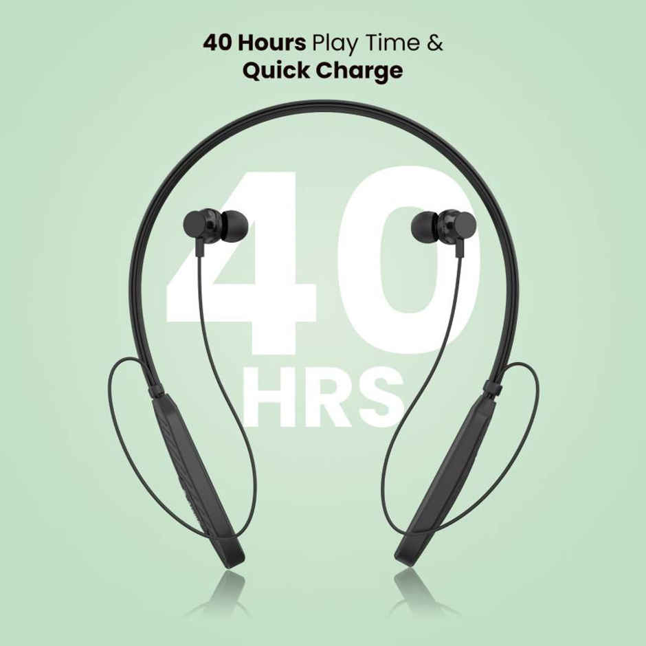 Aroma Nb120 Carbon Upto 40hrs Playtime I Enc I Fast Charging I Dual Pairing Neckband Bluetooth