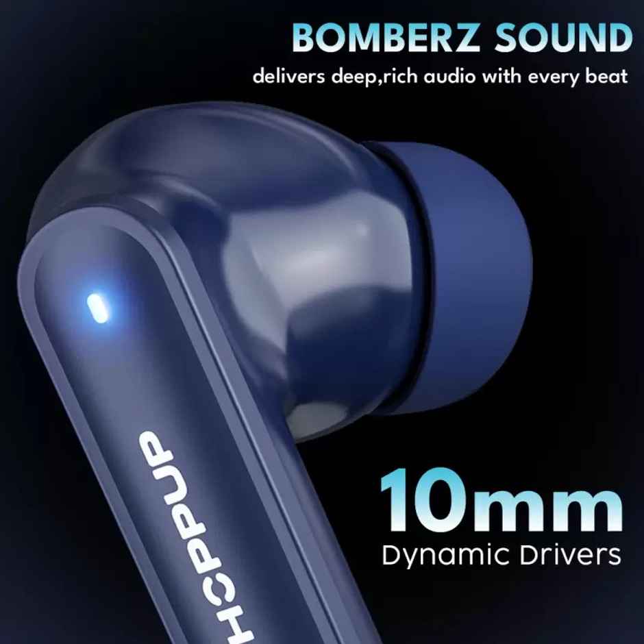 Hoppup Airdoze F50 Earbuds With 40H Playtime, 40Ms Low Latency, Ai Enc (Navy Blue, True Wireless)