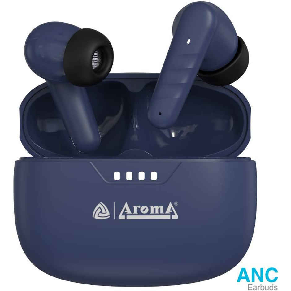 Aroma Nb138 Ascrow - 70 Hours Playback | TWS | Fast Charging | ANC With 32dB Noise Cancellation | Blue