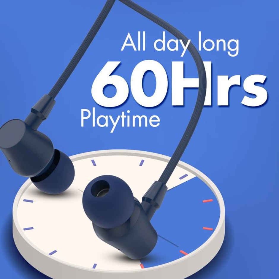 Aroma Nb119 Core - 60 Hours Playback | Wireless Bluetooth Neckband | Fast Charging | Blue