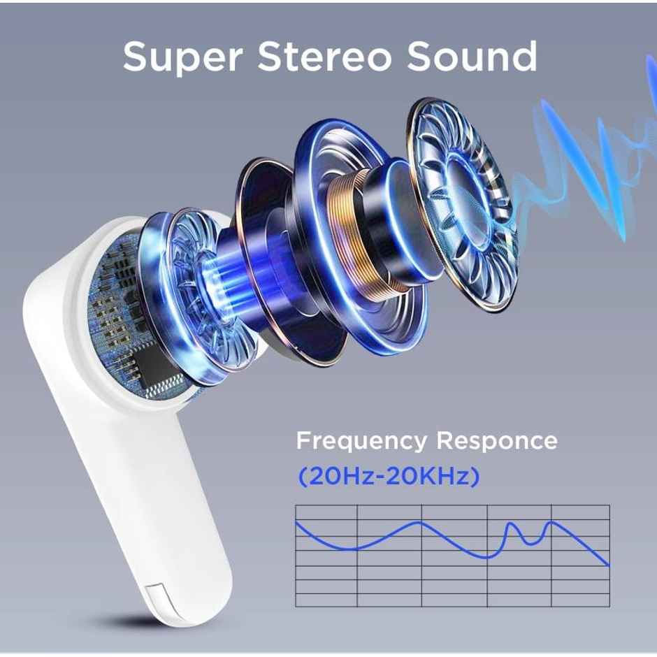 Aroma NB138 Ascrow - 70 Hours Playback | TWS | ANC with 32dB Noise Cancellation | White
