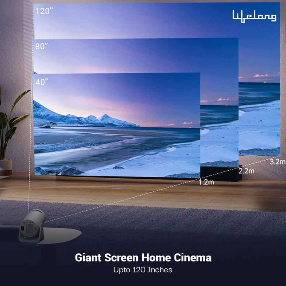 Lifelong LightBeam Smart Projector | 720p Native | 4K Support | 2500 lm | Android | Portable Design