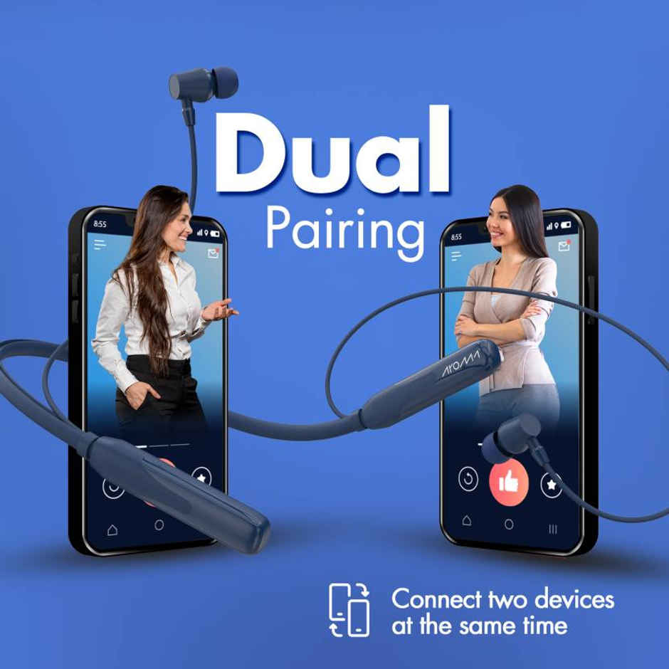 Aroma Nb119 Core - 60 Hours Playback | Wireless Bluetooth Neckband | Fast Charging | Blue