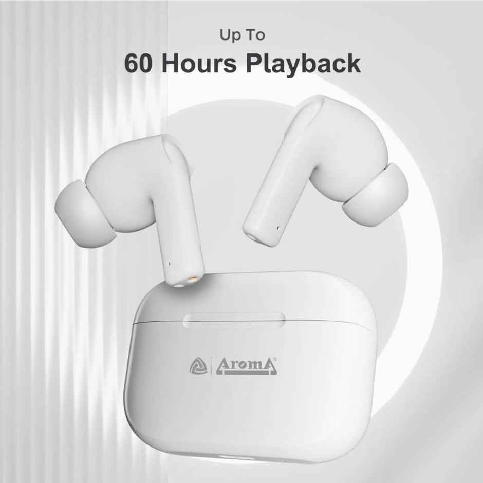 Aroma NB137 Dive - Upto 60 Hours Playback | TWS | Fast Charging | Dual Device Compatible | White