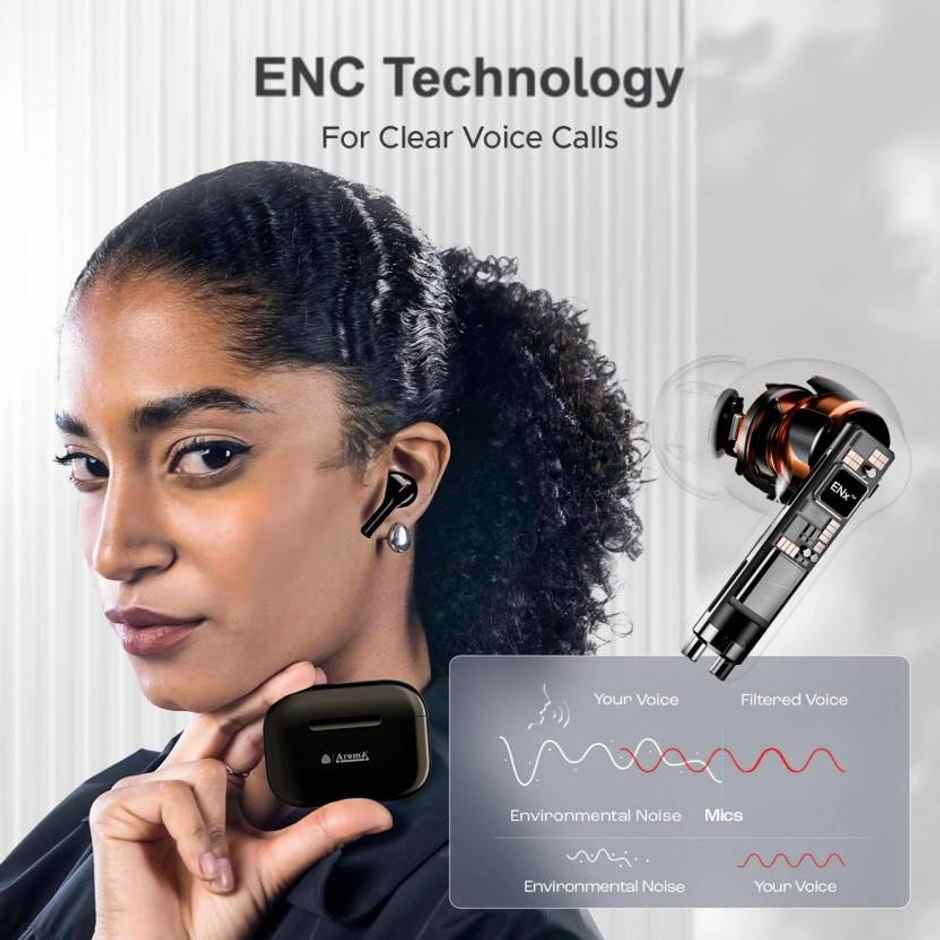 Aroma NB137 Dive - 60 Hours Playback | TWS | Fast Charing | Dual Device Compatible | Black