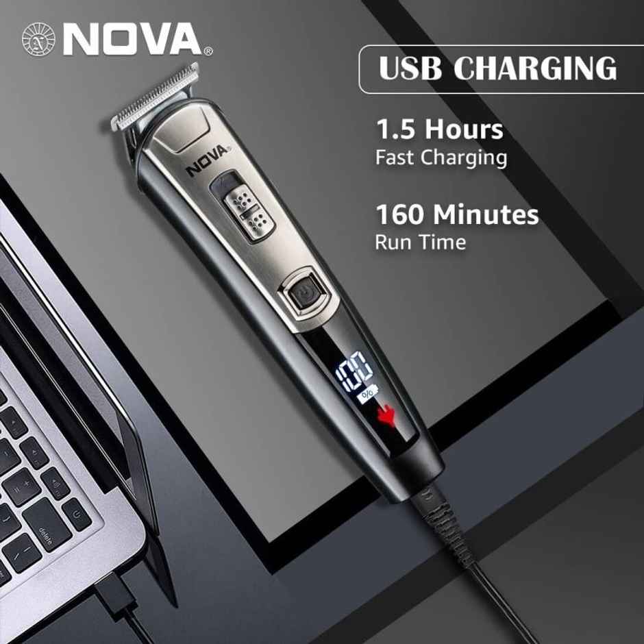 Nova Ng 1153 Digital Usb Trimmer 160 Min Runtime 20 Length Settings (Black)