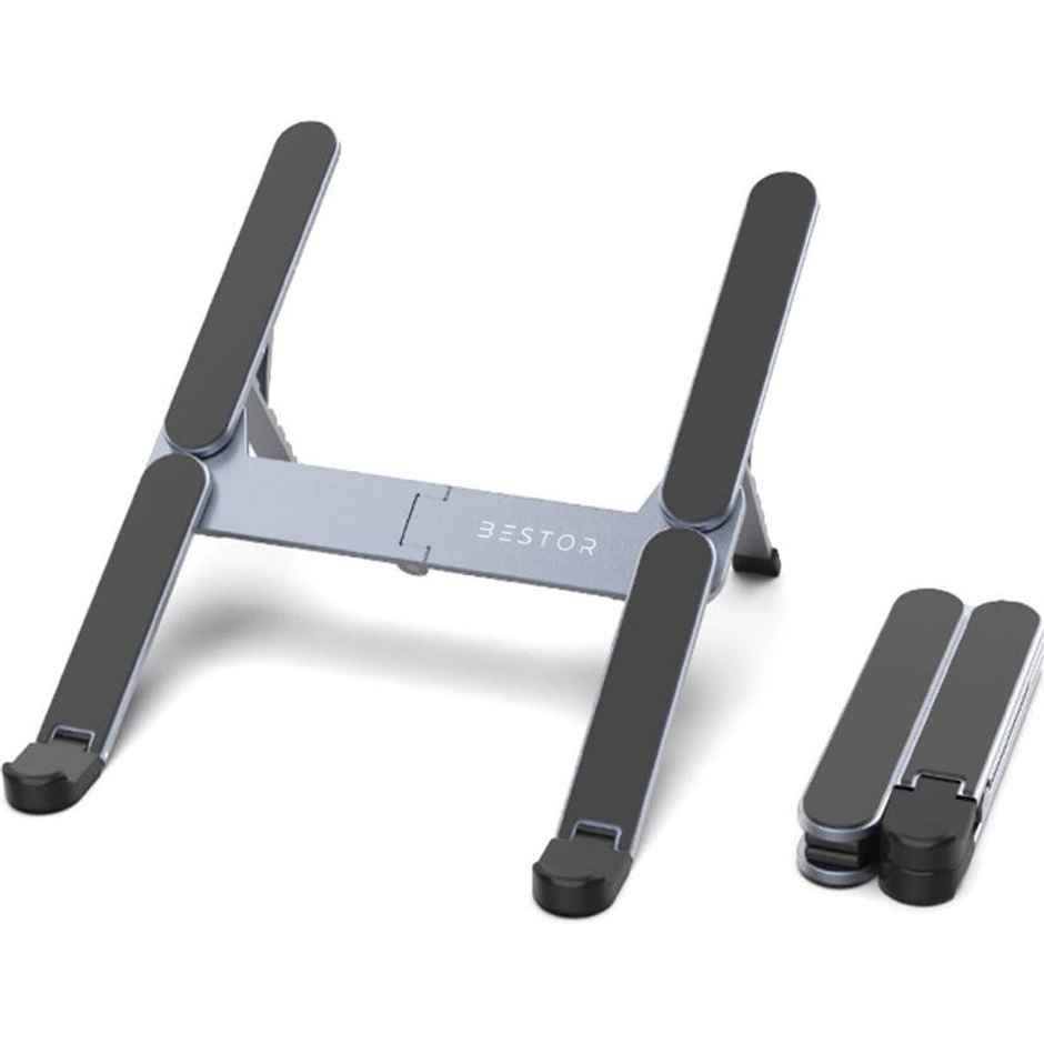 Bestor H-Shape Laptop Stand Compact Aluminum For Desk Built-In Damping Shaft,6-Levels Adjustable