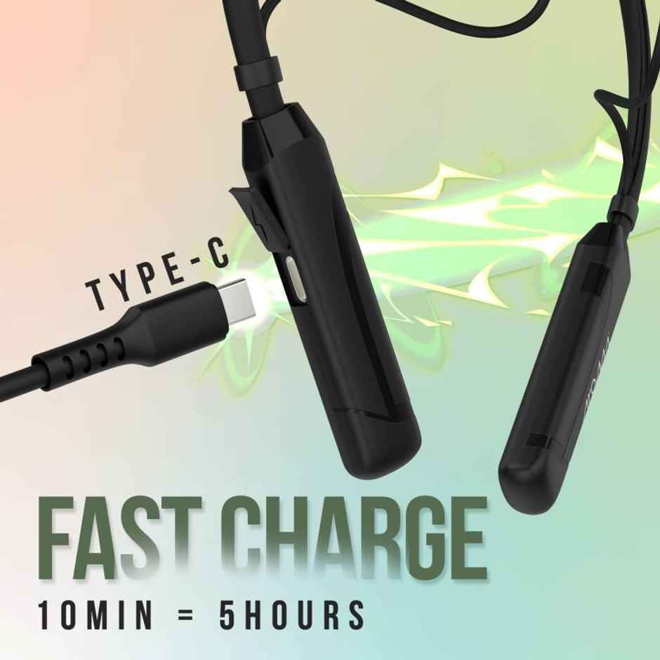 Aroma Nb119 Clear - 60 Hours Playback | Wireless Bluetooth Neckband | Magnitic On/Off | Black