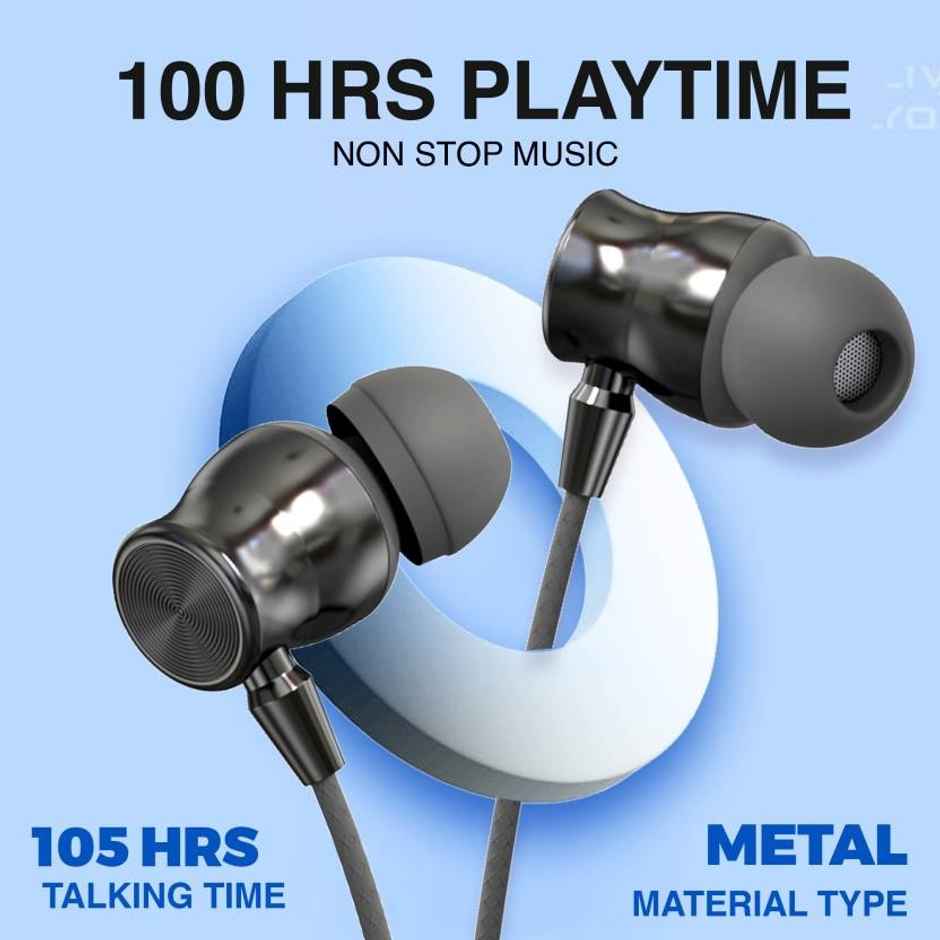 Aroma Nb124 Clock - 100 Hours Playback | Wireless Bluetooth Neckband | Voice Changer | Grey