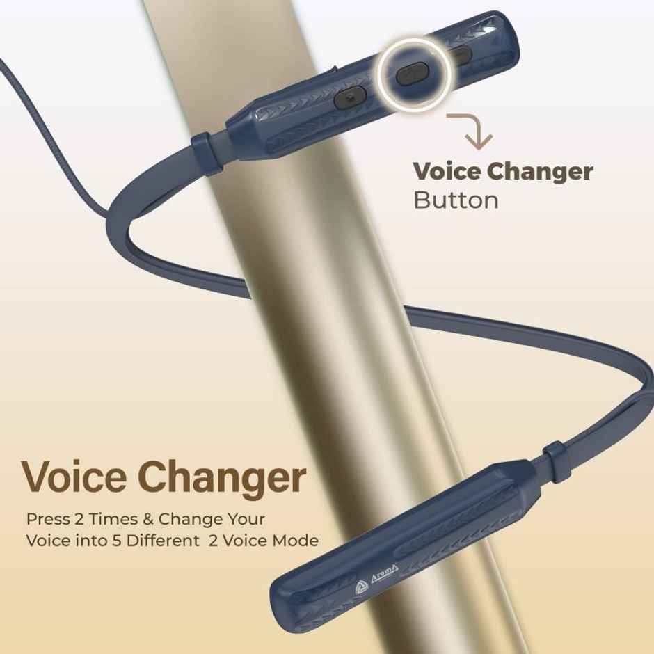Aroma Nb124 Avenger - 100 Hours Playback | Wireless Bluetooth Neckband | Voice Changer|Blue