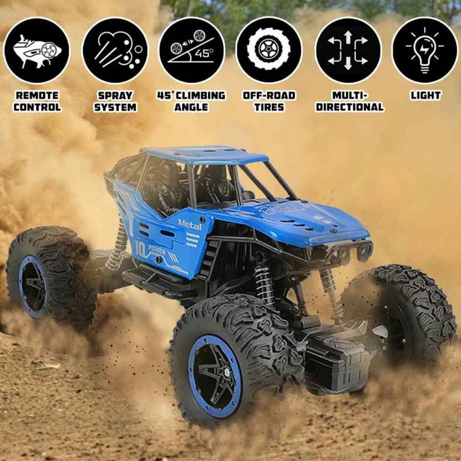 Wembley Remote Control Car Rock Crawler Water Mist Smoke Spray Rc Car 45� Climbing Angle - Blue