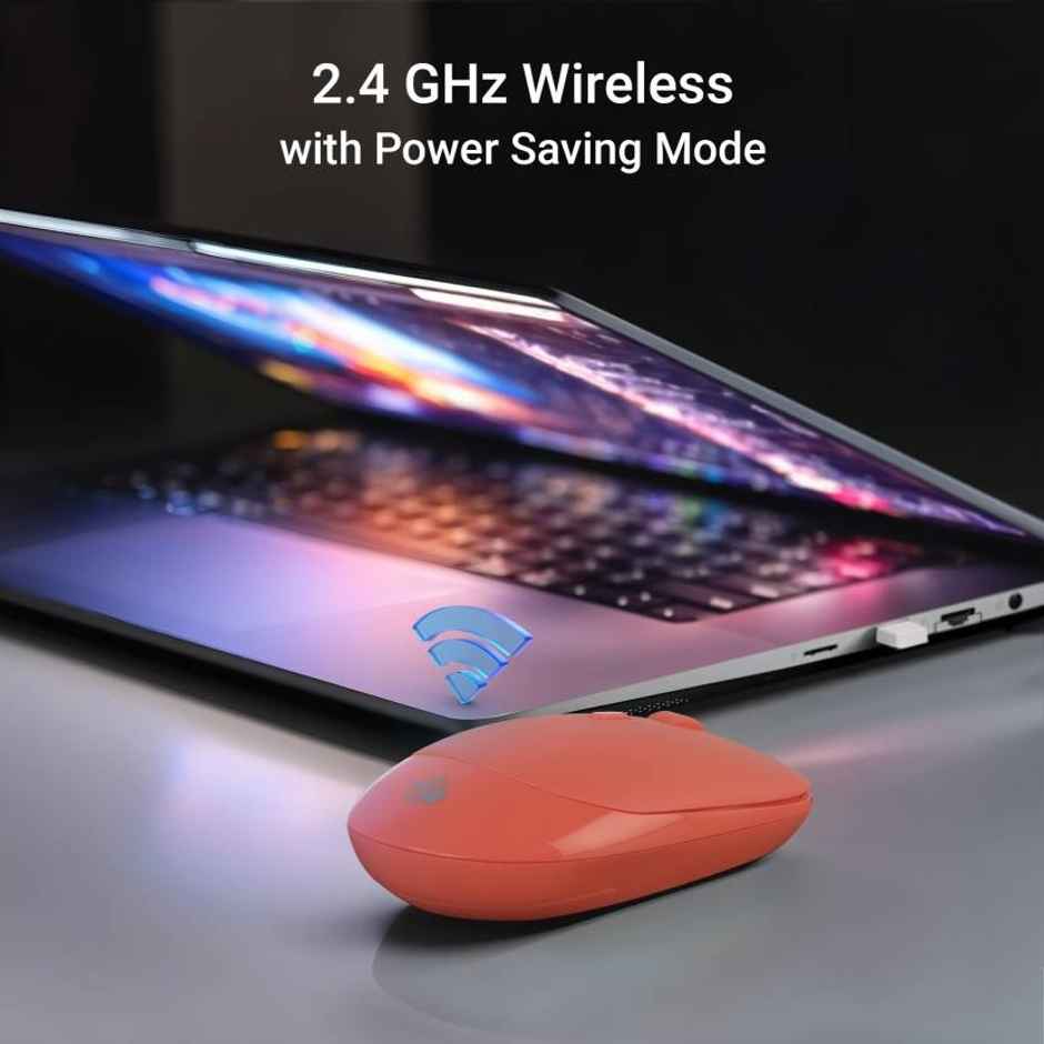 Zebronics Leopard Wireless Mouse, 2.4GHz, 1600 DPI, Silent Click, Mac, Laptop, Computer | Orange