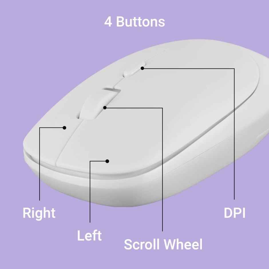 Zebronics Leopard Wireless Mouse, 2.4GHz, 1600 DPI, Silent Click, Mac, Laptop, Computer | White