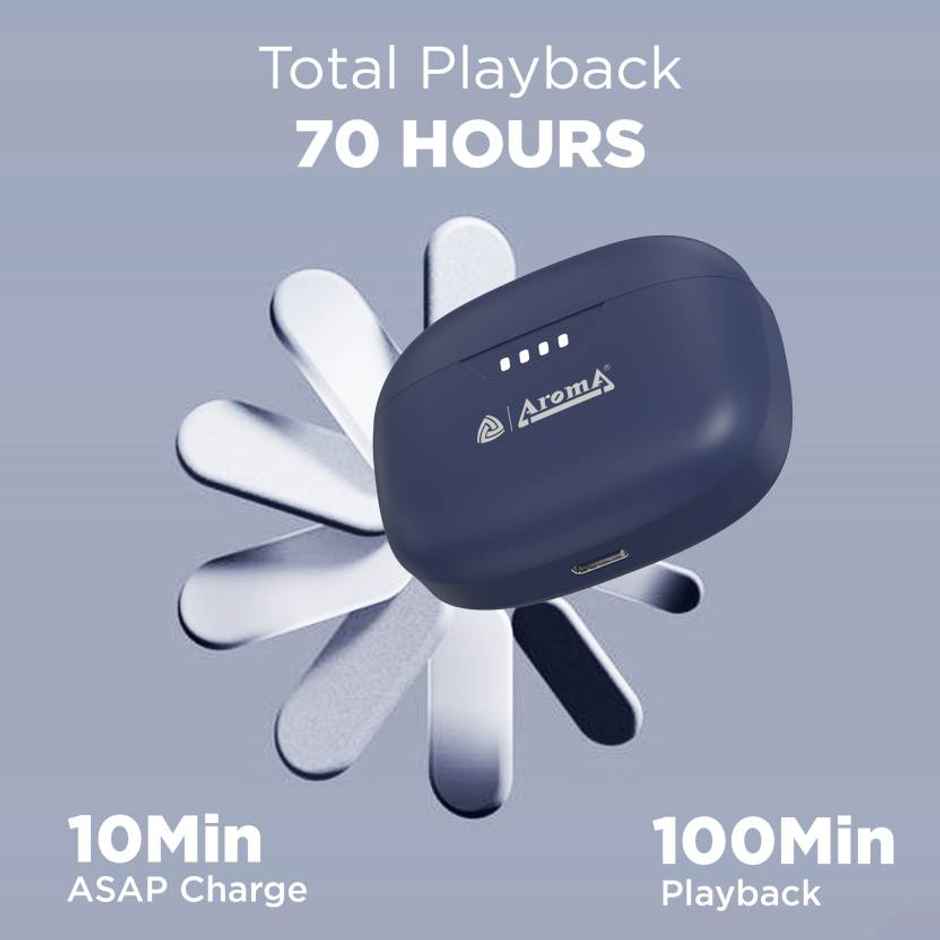 Aroma Nb138 Ascrow - 70 Hours Playback | TWS | Fast Charging | ANC With 32dB Noise Cancellation | Blue