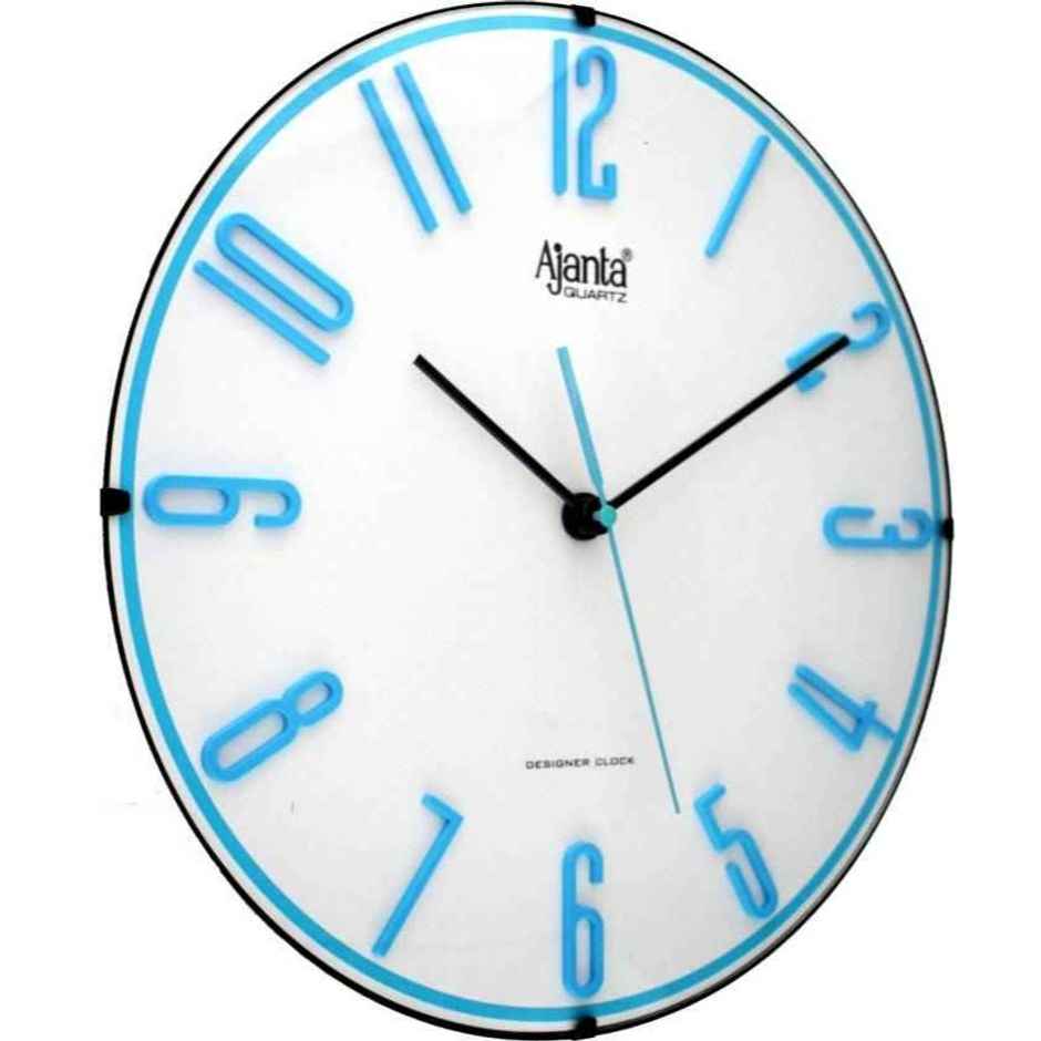 Ajanta Analog 30 cm x 30 cm Wall Clock | Blue | With Glass | Standard