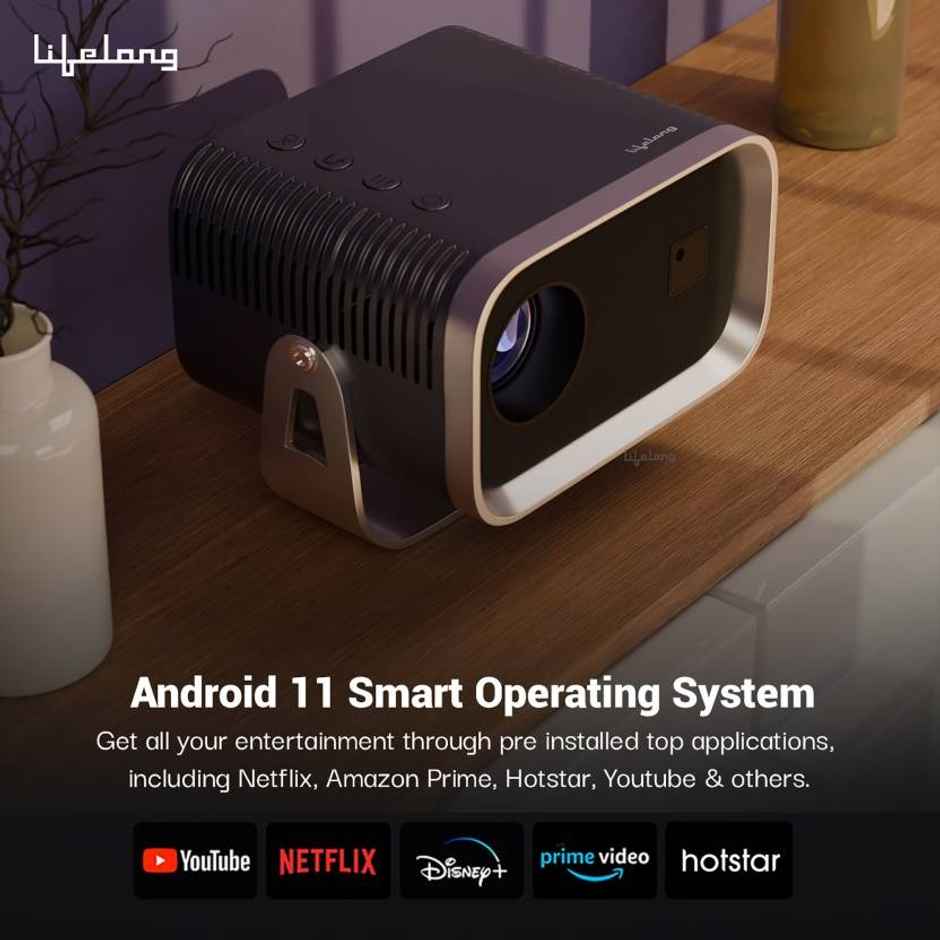 Lifelong Minipix Smart Projector | 720p Native HD | 4K Support | Android OS | 3500 Lumens | Speakers