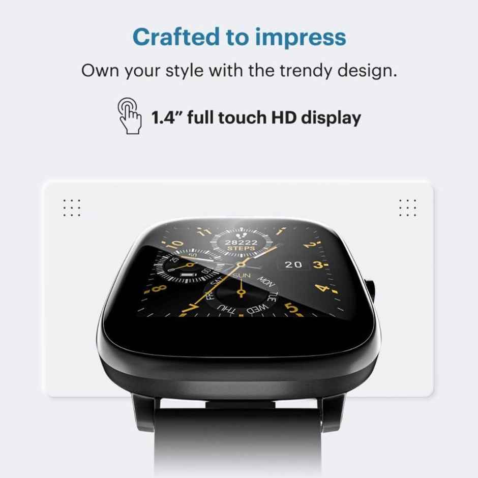 Noise Colorfit Qube Oxy Smartwatch | 1.4" Display | Multi-Sports Modes - Charcoal Black