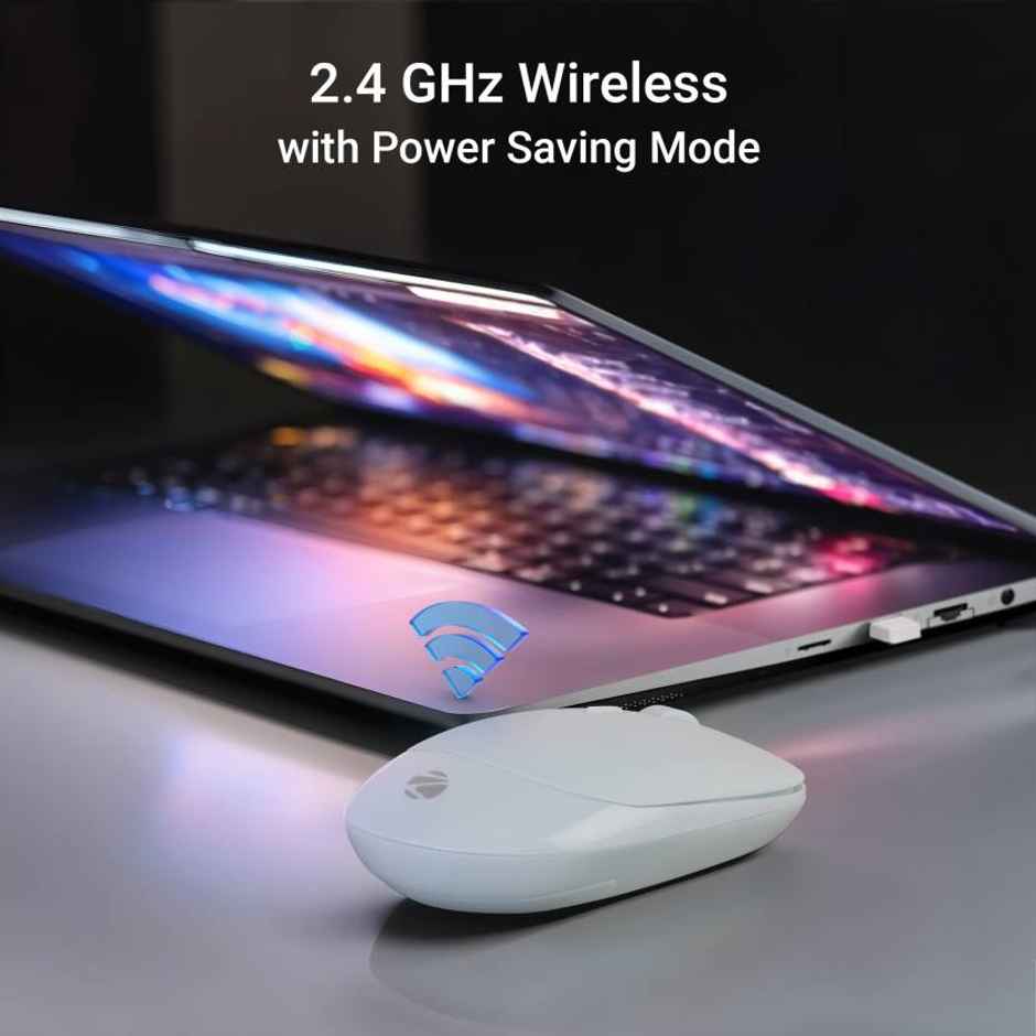 Zebronics Leopard Wireless Mouse, 2.4GHz, 1600 DPI, Silent Click, Mac, Laptop, Computer - Blue