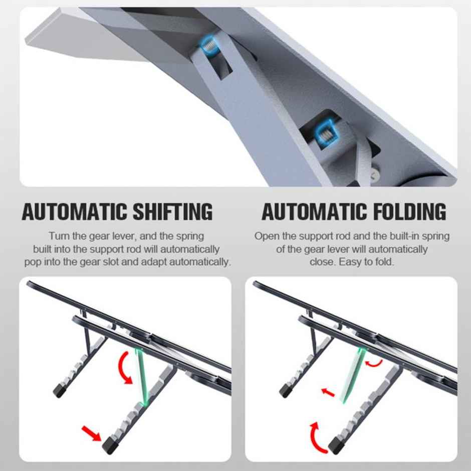 Bestor H-Shape Laptop Stand Compact Aluminum For Desk Built-In Damping Shaft,6-Levels Adjustable