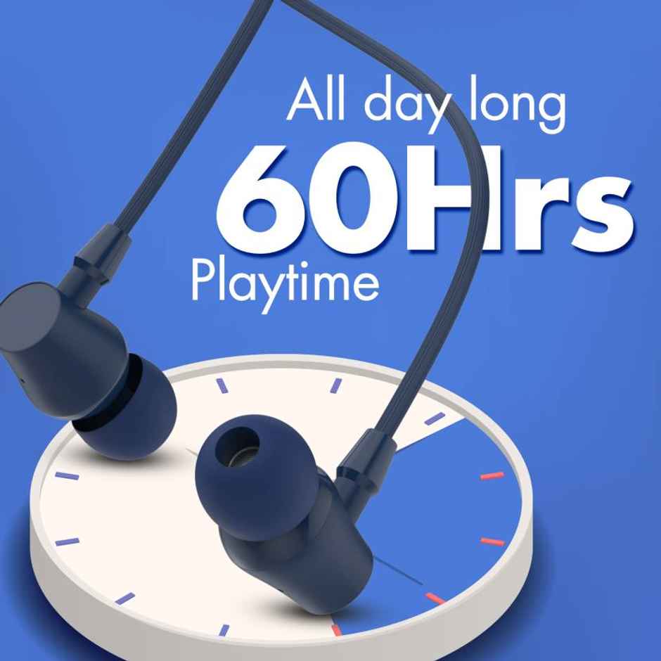 Aroma Nb119 Core - 60 Hours Playback | Wireless Bluetooth Neckband | Fast Charging | Blue