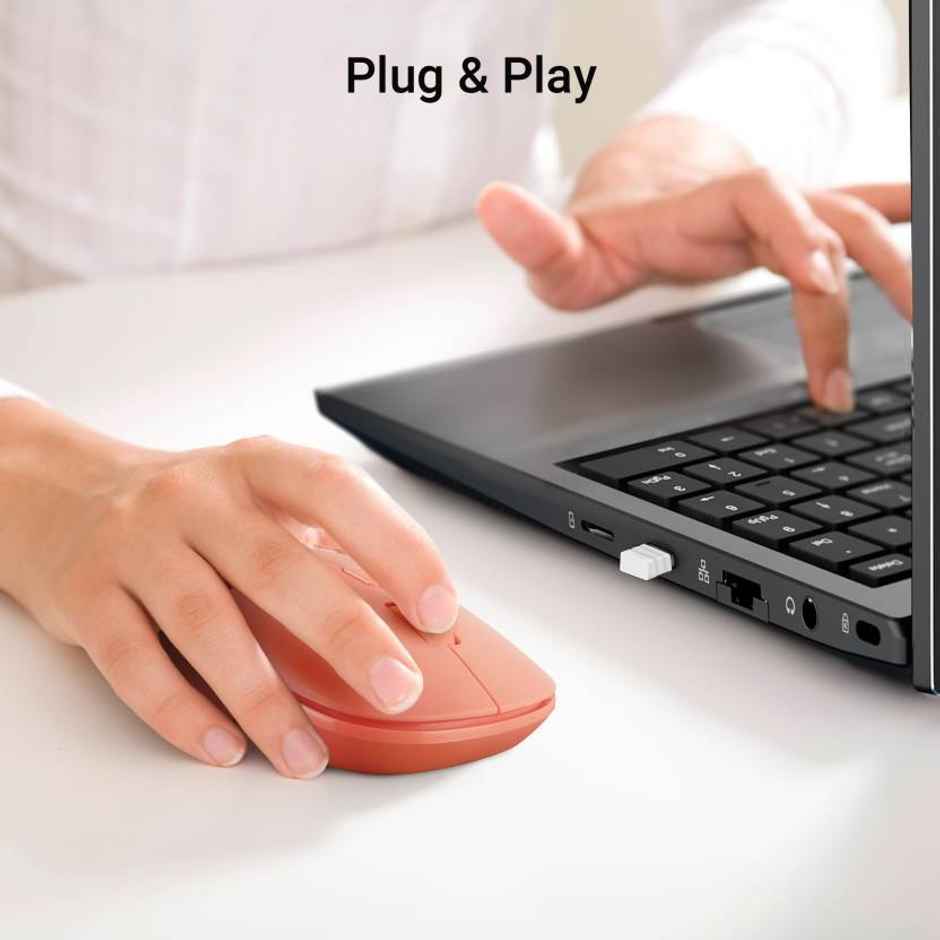 Zebronics Leopard Wireless Mouse, 2.4GHz, 1600 DPI, Silent Click, Mac, Laptop, Computer | Orange