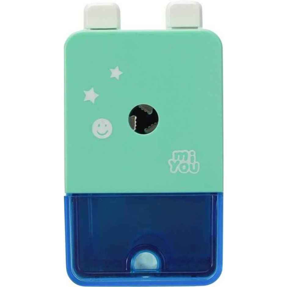 Deli Rotary Pencil Sharpener, Steel Blade, Blue or Pink Body Color