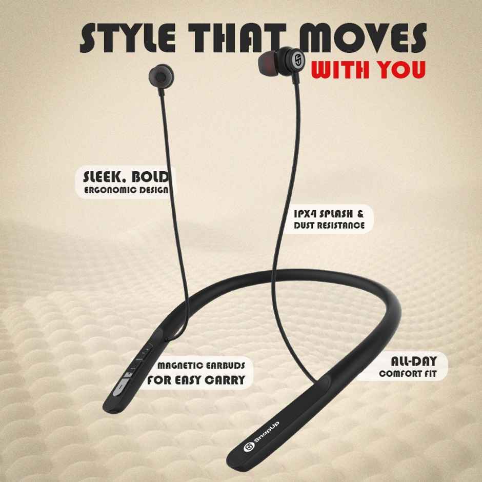 SnapUp Musique Basspro Bluetooth Wireless Neckband - Deep Black