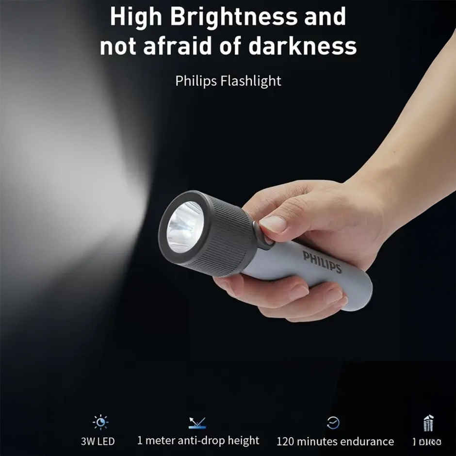 Philips Sfl1181/56 Rechargeable LED Flashlight | 400 Lumens | 2000 mAh Li-ion Battery | 3 Modes