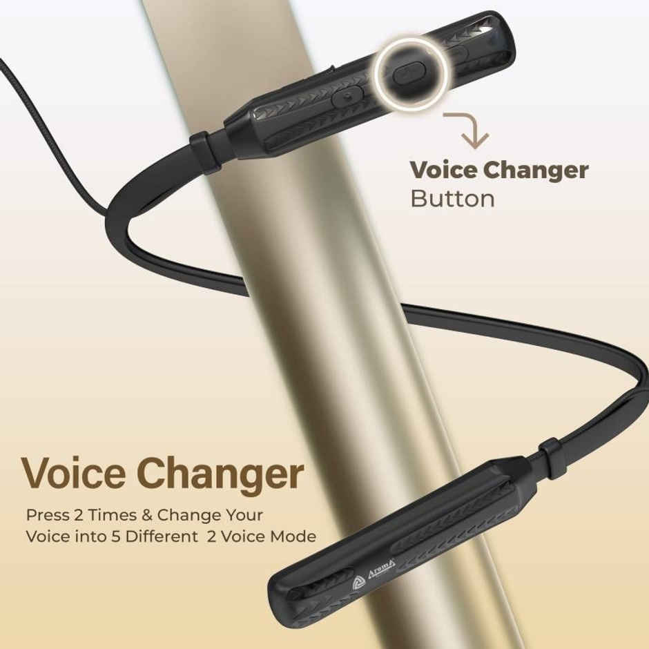 Aroma NB124 Avenger Bluetooth Neckband Upto 100 Hours Playtime, ENC, Fast Charging - Black