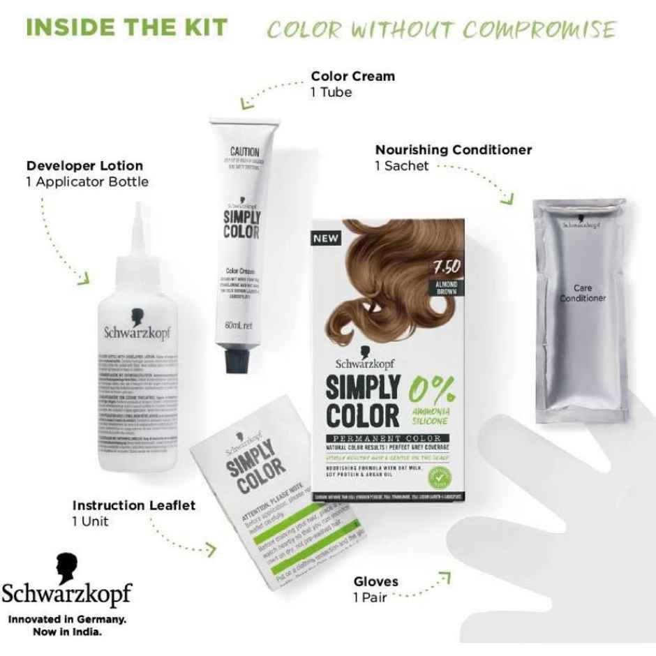 Schwarzkopf Simply Color Permanent Hair Colour 7-50 Almond Brown