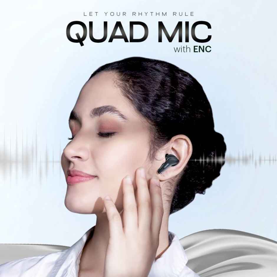 Noise Buds VS102 Elite with 50Hr Playtime, ENC, Quad Mic, Chrome finish Flybird Design Bluetooth - Carbon Black