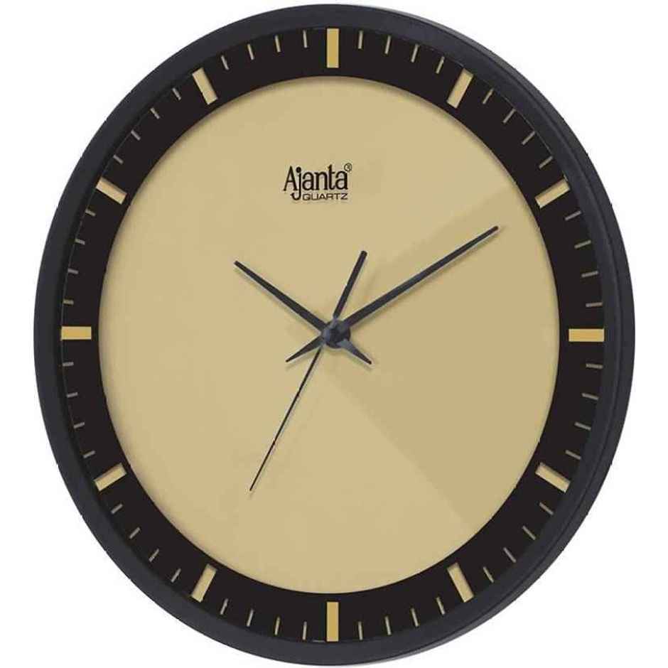 Ajanta Analog 30 cm x 29 cm Wall Clock | Gold | With Glass | Standard