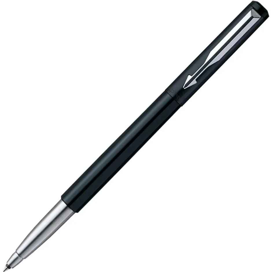 Parker Vector Standard Chrome Trim Roller Ball Pen with Silver Key Chain Gift Set | Ink Color- Black