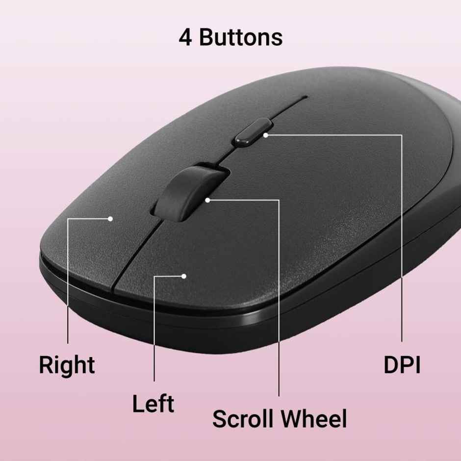 Zebronics Leopard Wireless Mouse, 2.4GHz, 1600 DPI, Silent Click, Mac, Laptop, Computer | Black