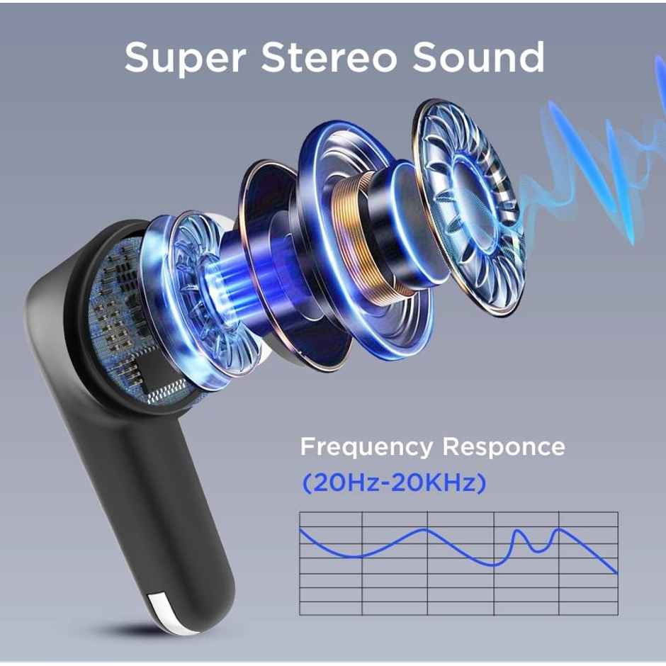 Aroma Nb138 Ascrow - 70 Hours Playback | TWS | Fast Charging | ANC With 32Db Noise Cancellation | Black