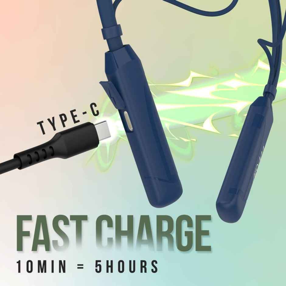 Aroma Nb119 Clear - 60 Hours Playback | Wireless Bluetooth Neckband | Magnitic On/Off | Blue