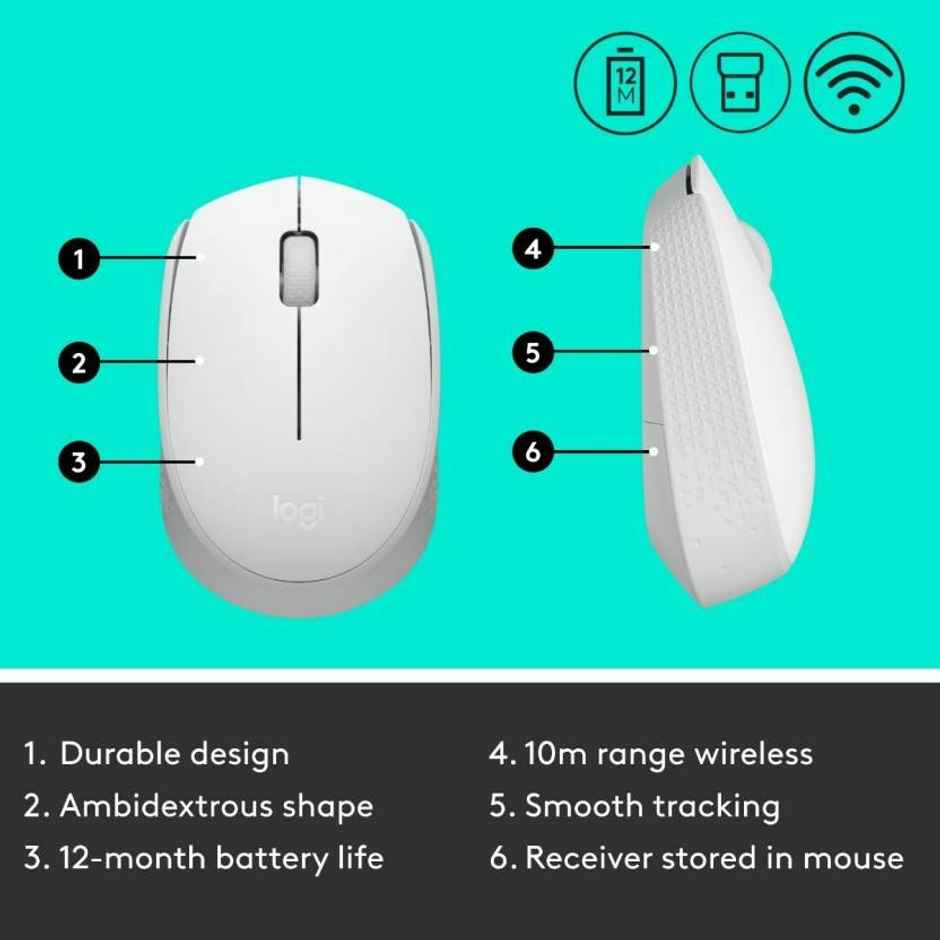 Logitech M171 Wireless Optical Mouse Off White