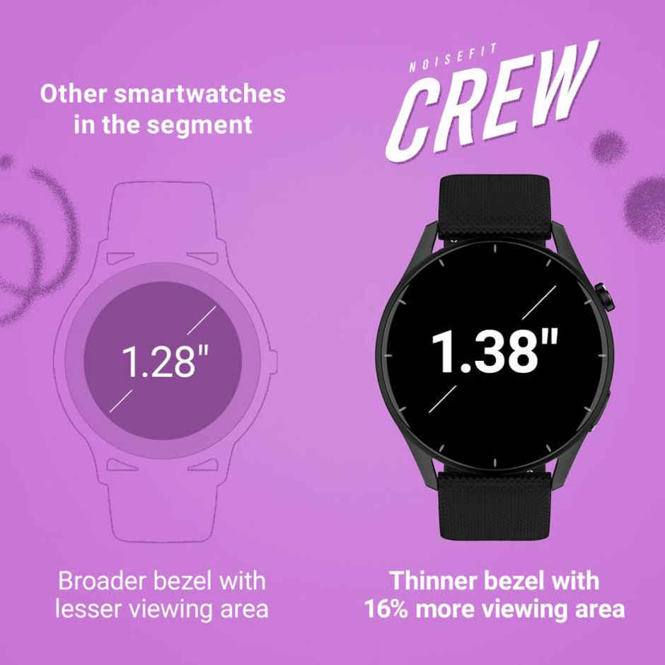 Noise Crew Smartwatch with Bluetooth Calling | 1.38" TFT Display | IP68 Water Resistance - Jet Black