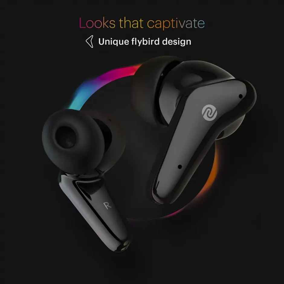 Noise Buds VS102 TWS Earbuds with 50 Hrs Playtime, 11mm Driver, IPX5 and Unique Flybird Design Bluetooth - Jet Black