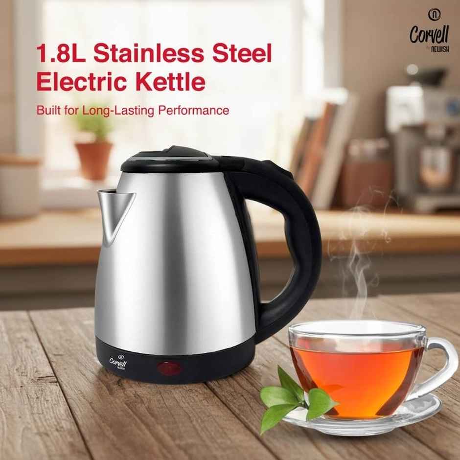 CORVELL Electric Kettle | 1500 W Stainless Steel Kettle for Home | Auto Shut-Off - 1.5 L