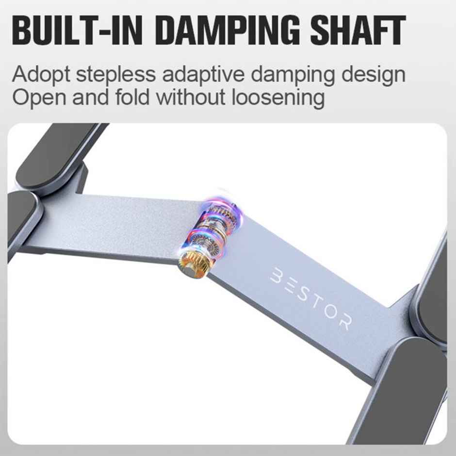 Bestor H-Shape Laptop Stand Compact Aluminum For Desk Built-In Damping Shaft,6-Levels Adjustable