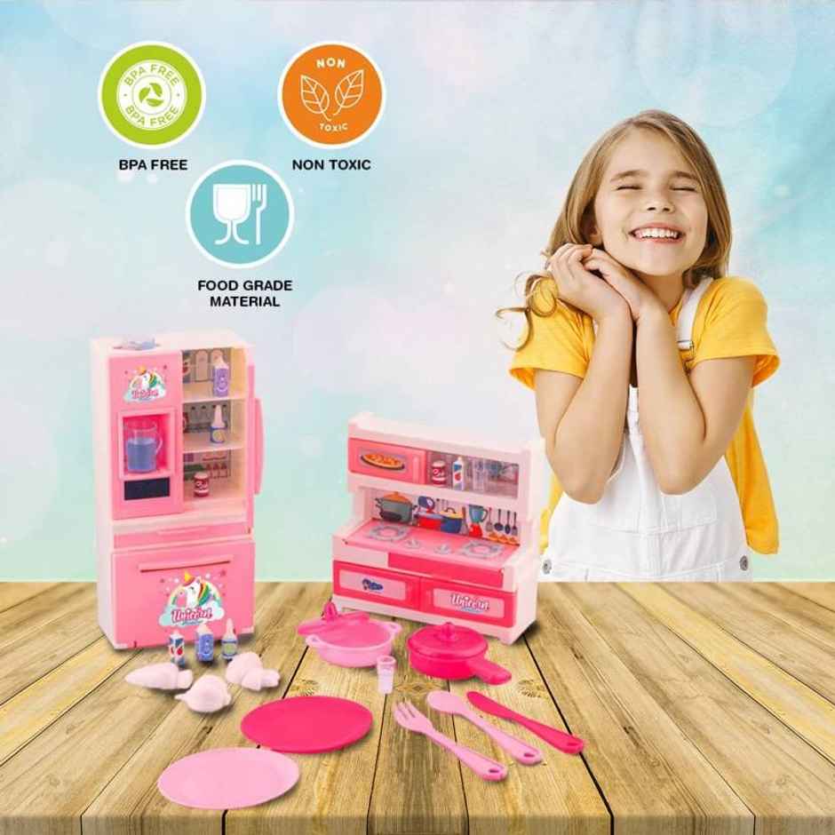Wembley Kitchen Set For Kids Cooking Set For Kids 29 Pcs Unicorn Pretend Play Set Aged 3+