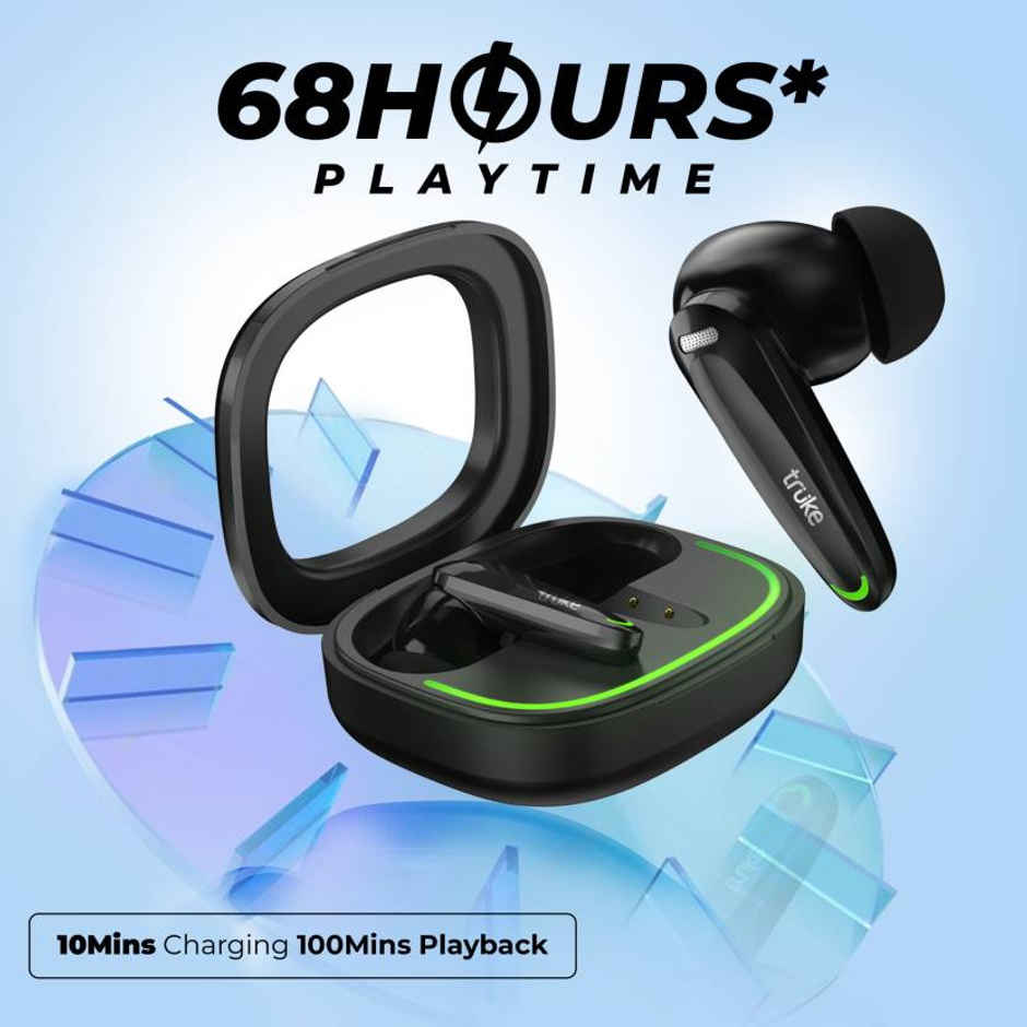truke BTG Crystal True Wireless Bluetooth Earbuds with 68H Battery, Dual Pairing - PhantomBlack